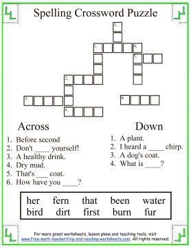 photo 1St Grade Crossword Puzzles