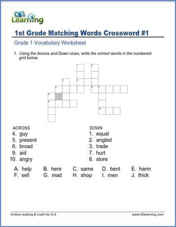 photo 1St Grade Crossword Puzzles