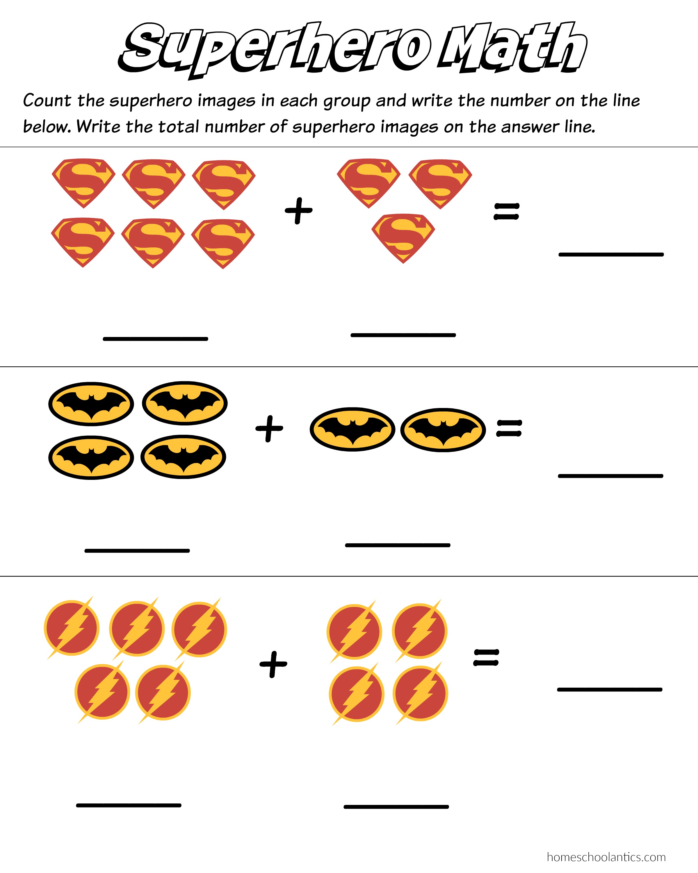 picture Addition Counting Kindergarten Math Worksheets