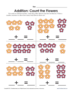 pix Addition Counting Kindergarten Math Worksheets