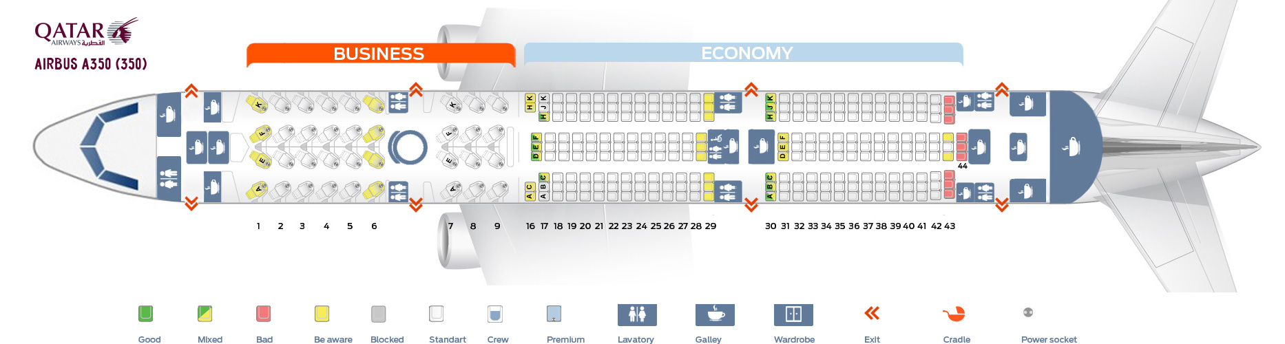 wallpapers Airbus A350-900 Qatar Economy Seats