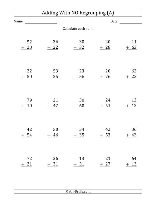 wallpapers Double Digit Addition Without Regrouping Worksheets