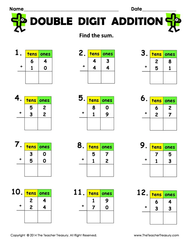 pix Double Digit Addition Without Regrouping Worksheets