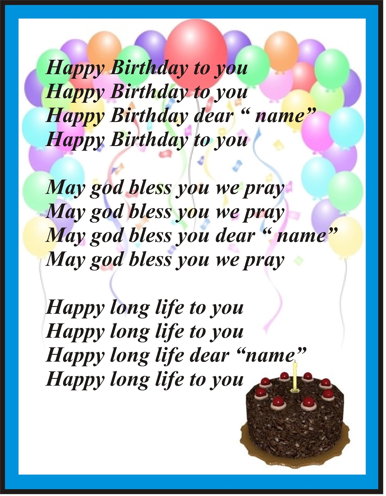 pics Happy Birthday To You May The Good God Bless You Song Lyrics