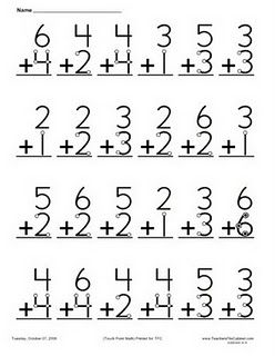 picture Kindergarten Touch Math Addition Worksheets