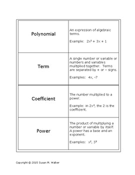 pics Polynomial Vocabulary Chart