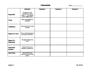 wallpapers Polynomial Vocabulary Worksheet