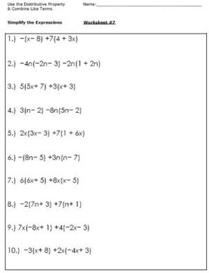 images Problems 6Th Grade Algebraic Expressions Worksheets With Answers