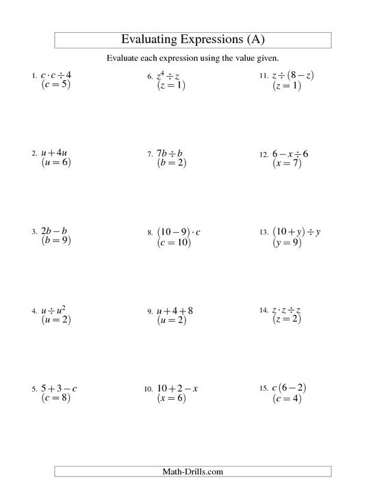 images Problems 6Th Grade Algebraic Expressions Worksheets With Answers