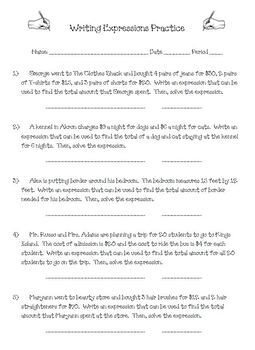 picture Problems 6Th Grade Algebraic Expressions Worksheets With Answers