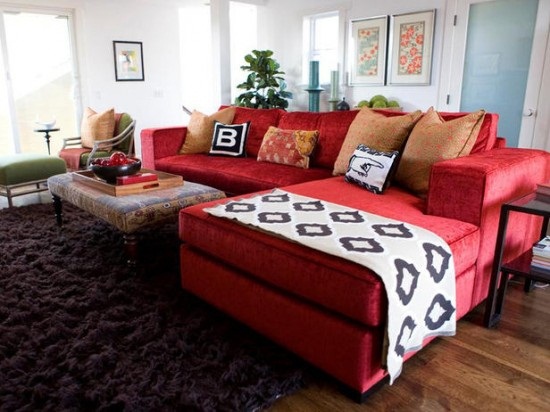 pic Red Leather Sofa Decorating Ideas