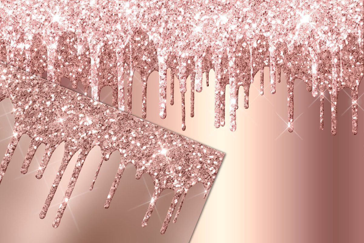 pix Rose Gold Diamond Glitter Drip Background