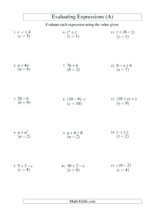 pic Simplifying 6Th Grade Algebraic Expressions Worksheets With Answers