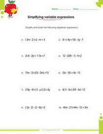 pix Simplifying 6Th Grade Algebraic Expressions Worksheets With Answers